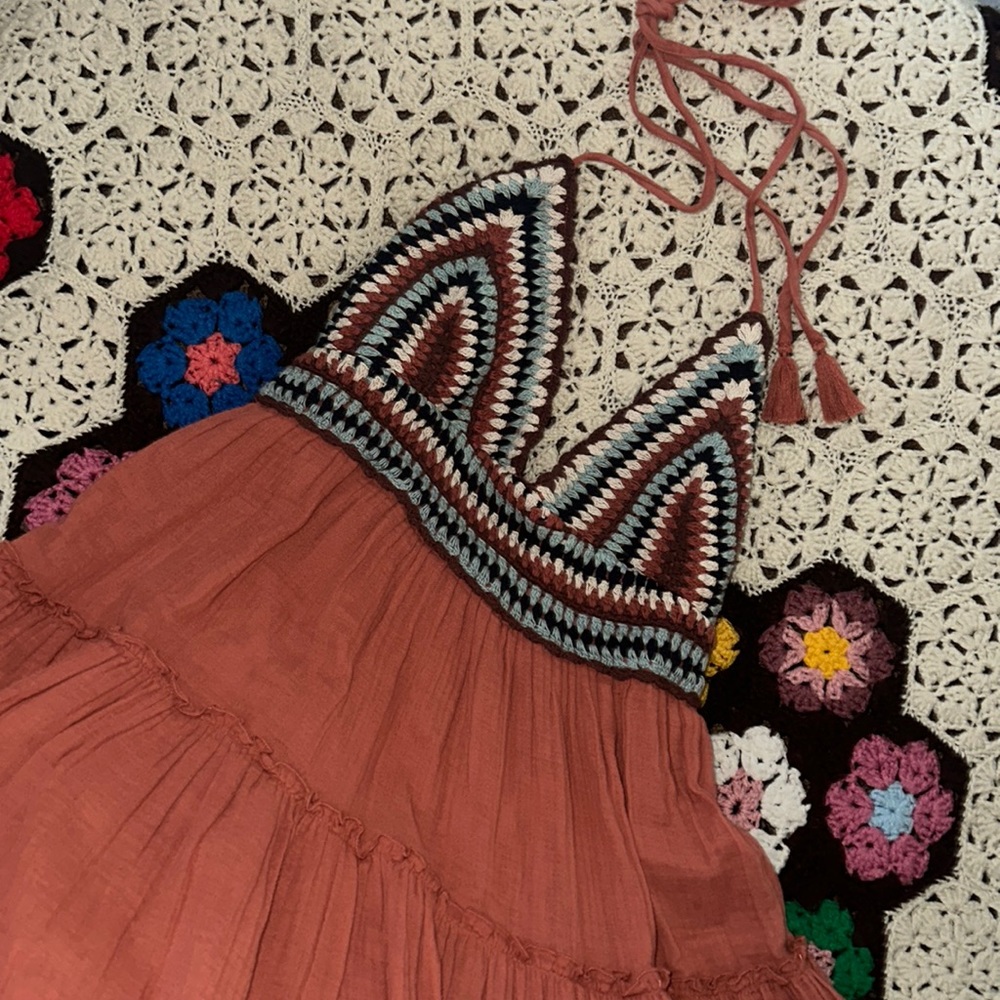 Lucky Brand handcrafted crochet halter sundress